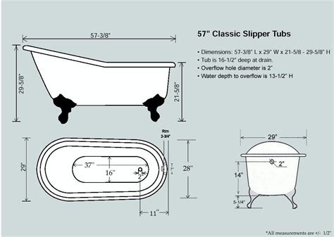 Clawfoot tub dimensions - This 70" double-ended tub is designed for one or two people to relax in at the end of a long day. Acrylic Bathtub - Clawfoot Double Ended Tub Dimensions: 30" x 70" 14 inches to overflow Custom hand painted faux copper bronze finish- can be applied to ALL of our bathtubs! Comes With or Without 7 Inch Rim Drilling NOTE: Tub has a flat spot on rim ...